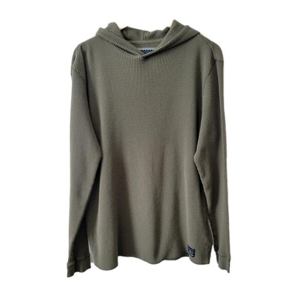 Burton Hoodie Mens Medium Green Waffle Knit Pullover Thermal Relaxed Fit - Picture 1 of 5